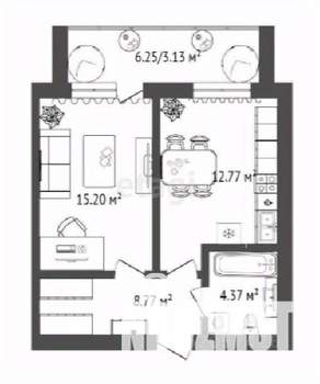 1-к квартира, строящийся дом, 45м2, 1/16 этаж