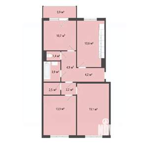 3-к квартира, вторичка, 76м2, 1/10 этаж