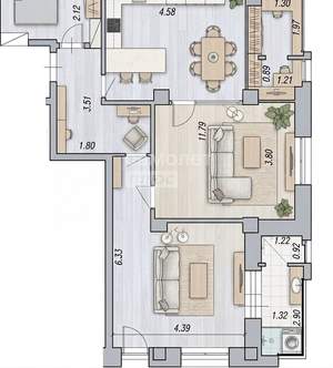 3-к квартира, вторичка, 70м2, 16/18 этаж