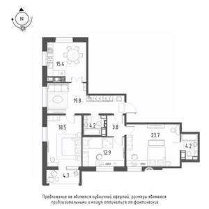 3-к квартира, строящийся дом, 105м2, 9/9 этаж