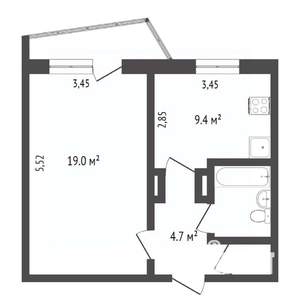 1-к квартира, вторичка, 39м2, 9/9 этаж