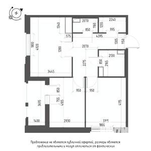 2-к квартира, вторичка, 65м2, 9/9 этаж