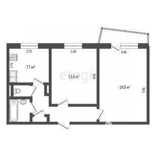 2-к квартира, вторичка, 52м2, 3/9 этаж