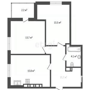 2-к квартира, вторичка, 58м2, 4/18 этаж