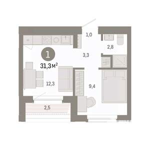 1-к квартира, вторичка, 31м2, 8/16 этаж