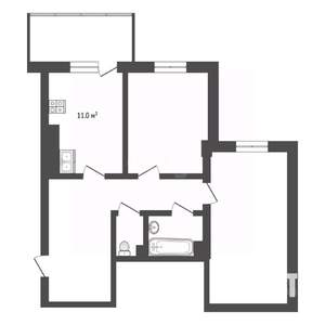 2-к квартира, вторичка, 57м2, 3/11 этаж