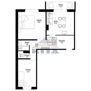 2-к квартира, строящийся дом, 68м2, 6/8 этаж