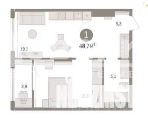 1-к квартира, сданный дом, 49м2, 14/17 этаж