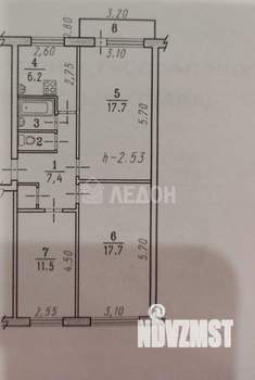 3-к квартира, вторичка, 64м2, 4/5 этаж