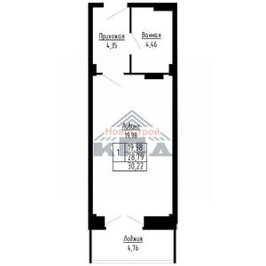 1-к квартира, строящийся дом, 30м2, 6/16 этаж