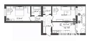 2-к квартира, строящийся дом, 63м2, 14/16 этаж