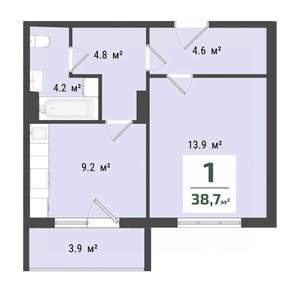 1-к квартира, строящийся дом, 37м2, 10/10 этаж