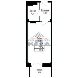 1-к квартира, вторичка, 30м2, 9/16 этаж