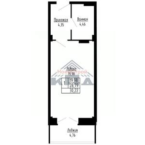 1-к квартира, строящийся дом, 30м2, 4/16 этаж