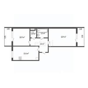 2-к квартира, вторичка, 55м2, 9/10 этаж