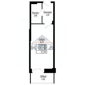 1-к квартира, строящийся дом, 28м2, 2/16 этаж