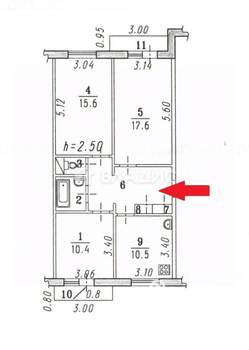 3-к квартира, вторичка, 70м2, 2/5 этаж