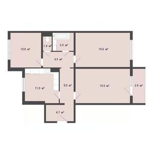 3-к квартира, строящийся дом, 80м2, 6/10 этаж