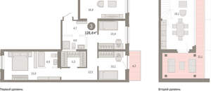 3-к квартира, вторичка, 128м2, 7/9 этаж