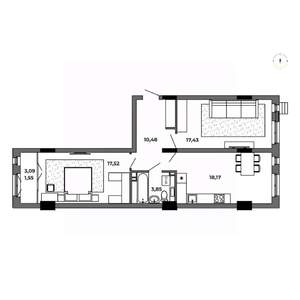 2-к квартира, строящийся дом, 69м2, 4/8 этаж