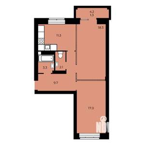 2-к квартира, строящийся дом, 63м2, 2/15 этаж