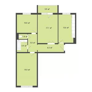 3-к квартира, строящийся дом, 77м2, 10/10 этаж