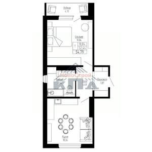 1-к квартира, вторичка, 55м2, 13/16 этаж