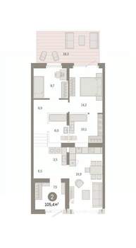 2-к квартира, вторичка, 105м2, 1/9 этаж