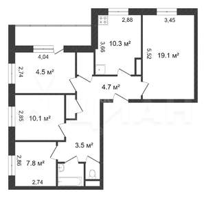 4-к квартира, вторичка, 81м2, 1/10 этаж