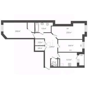 3-к квартира, вторичка, 133м2, 6/10 этаж