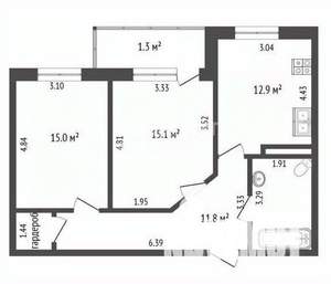 2-к квартира, вторичка, 63м2, 3/14 этаж