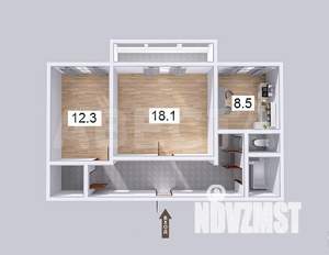 2-к квартира, вторичка, 57м2, 6/10 этаж
