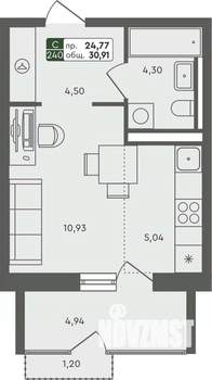 Студия квартира, строящийся дом, 31м2, 2/7 этаж