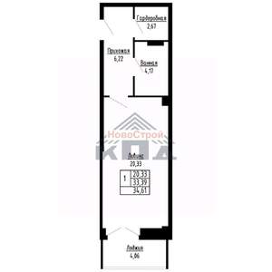 1-к квартира, строящийся дом, 35м2, 10/16 этаж