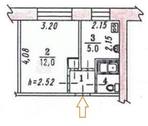 1-к квартира, вторичка, 22м2, 4/5 этаж