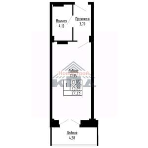 1-к квартира, строящийся дом, 27м2, 9/16 этаж