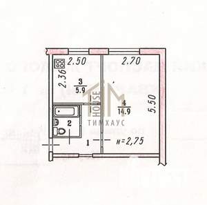 1-к квартира, вторичка, 28м2, 1/4 этаж