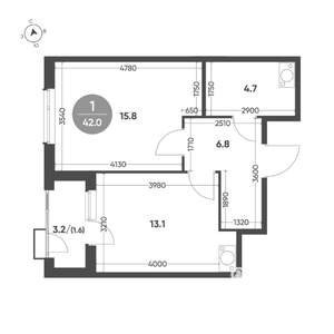 1-к квартира, вторичка, 42м2, 10/11 этаж