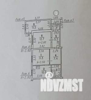 2-к квартира, вторичка, 52м2, 1/1 этаж