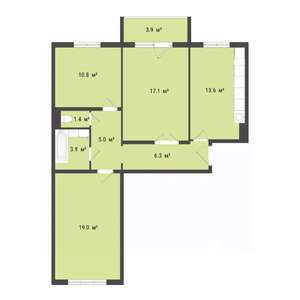 3-к квартира, строящийся дом, 77м2, 3/10 этаж