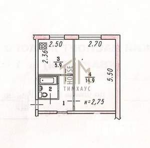 1-к квартира, вторичка, 28м2, 1/4 этаж