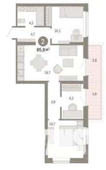 3-к квартира, вторичка, 66м2, 2/9 этаж
