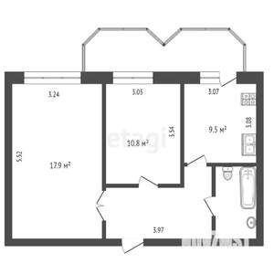 2-к квартира, вторичка, 51м2, 3/5 этаж