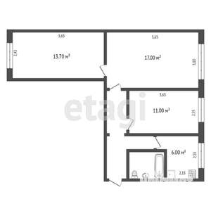 3-к квартира, вторичка, 59м2, 4/5 этаж