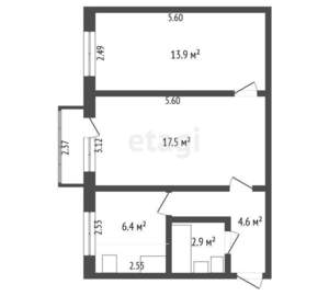 2-к квартира, вторичка, 46м2, 3/5 этаж