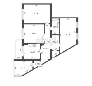 3-к квартира, вторичка, 106м2, 10/12 этаж