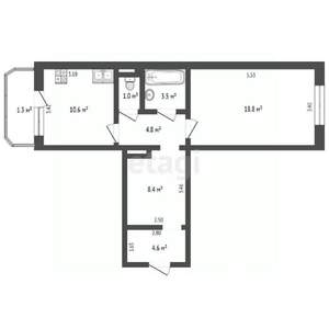 1-к квартира, вторичка, 52м2, 1/10 этаж