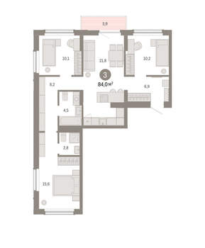 3-к квартира, вторичка, 84м2, 5/16 этаж
