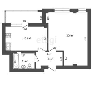 1-к квартира, вторичка, 40м2, 12/17 этаж