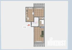 2-к квартира, вторичка, 55м2, 1/10 этаж